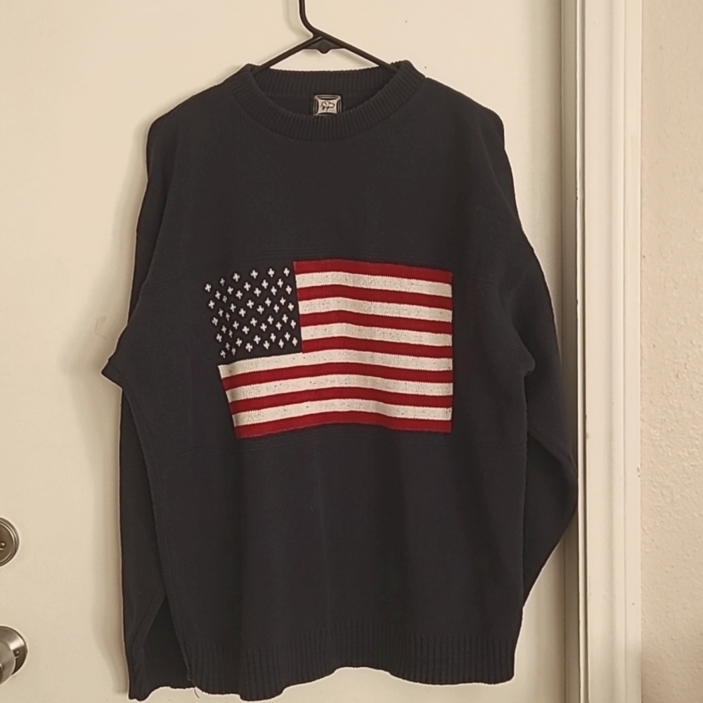 Blue with American flag sweater